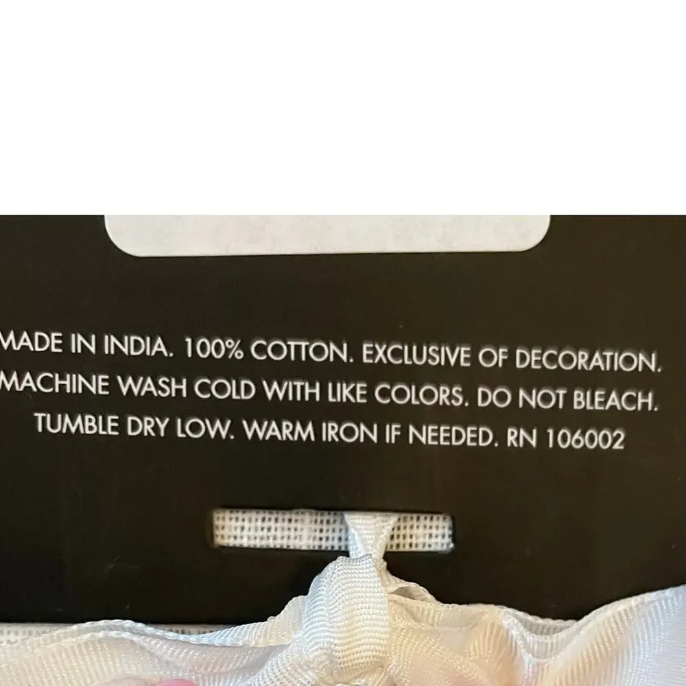 TAHARI White Cotton Dinner Napkins 18x18 Set of 8 Faux Pearl Trim Holiday Glam